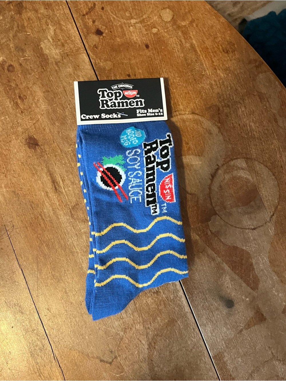 Top Ramen Men's Blue Crew Socks - Soy Sauce Design